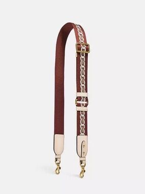 NWT Coach Strap w/ Chain Stripe, Brass/Ivory